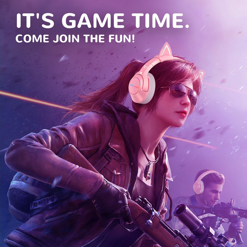 Custom Pink Gaming Headset Noise Canceling
