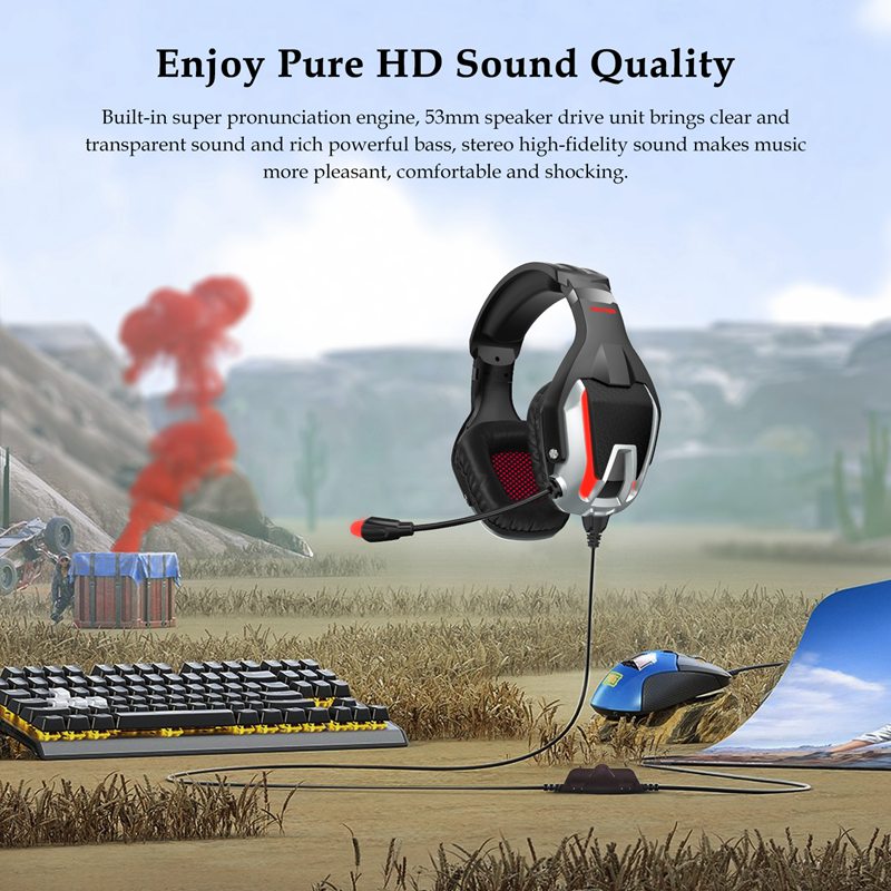 Customized Red Gaming Headphones With HD Sound