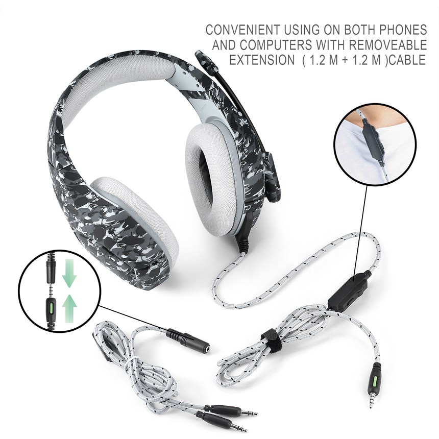 Custom Camouflage Gray Best Headphones For Gaming And Music