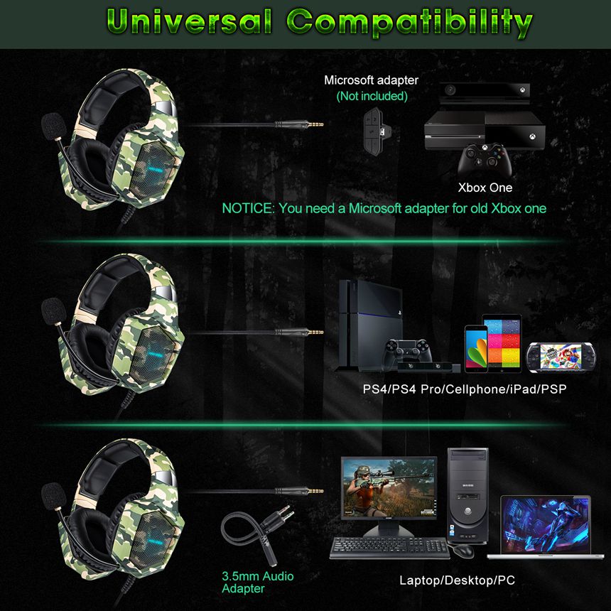 OEM Camouflage Green Best Headphones For Gamers 2021