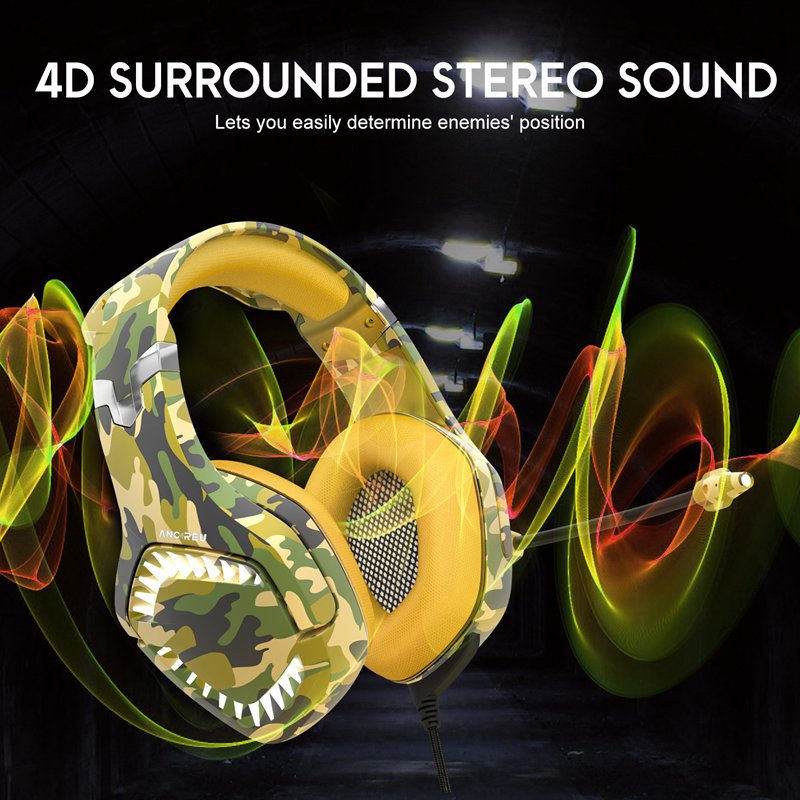 OEM Cool Gaming Headphones Camouflage Yellow