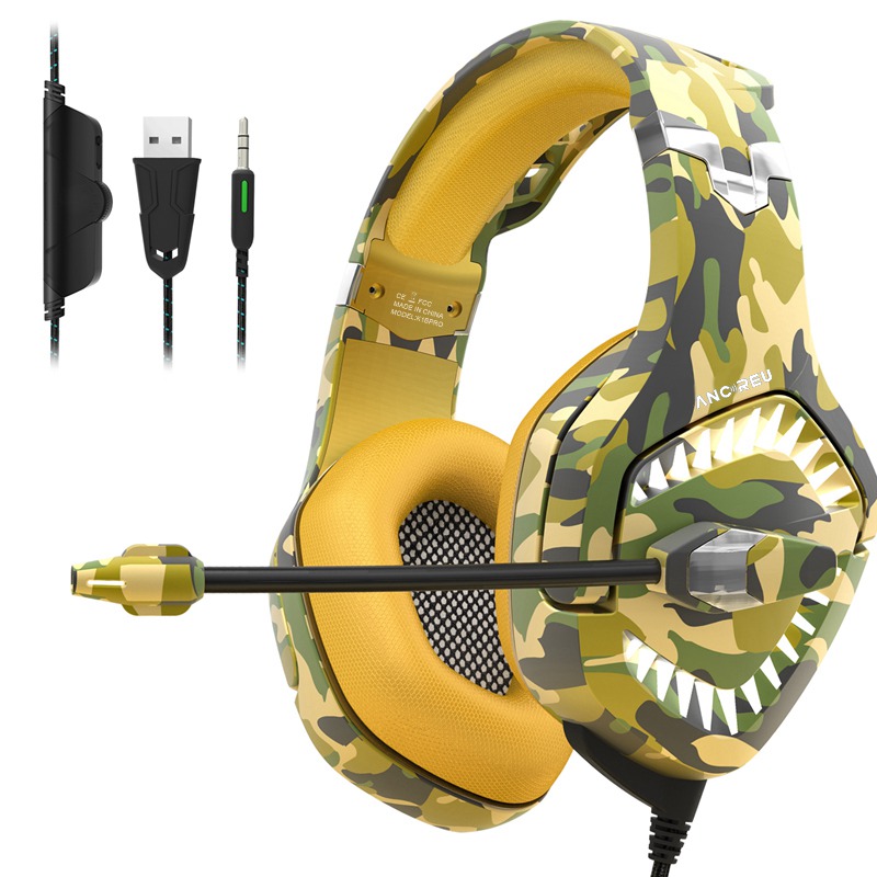 OEM Cool Gaming Headphones Camouflage Yellow