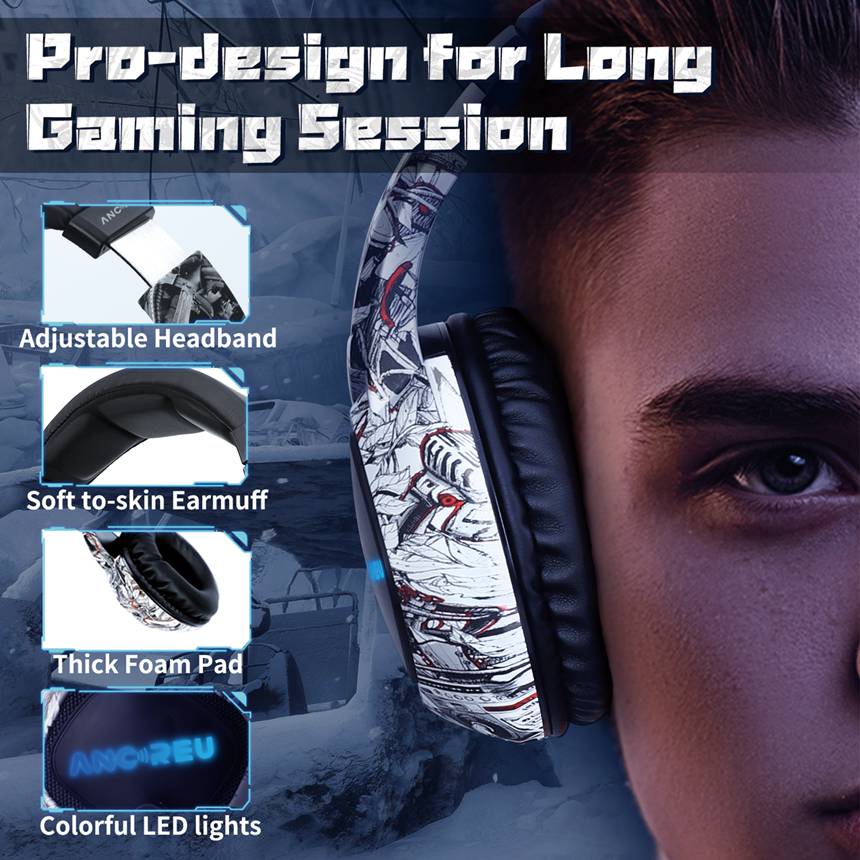 Customized Camouflage White Most Comfortable Gaming Headphones