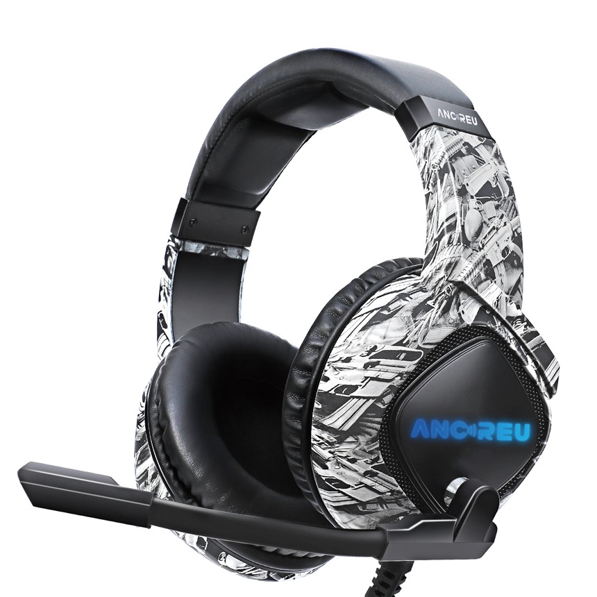 Custom High End Gaming Headphones With Microphone Camouflage Gray