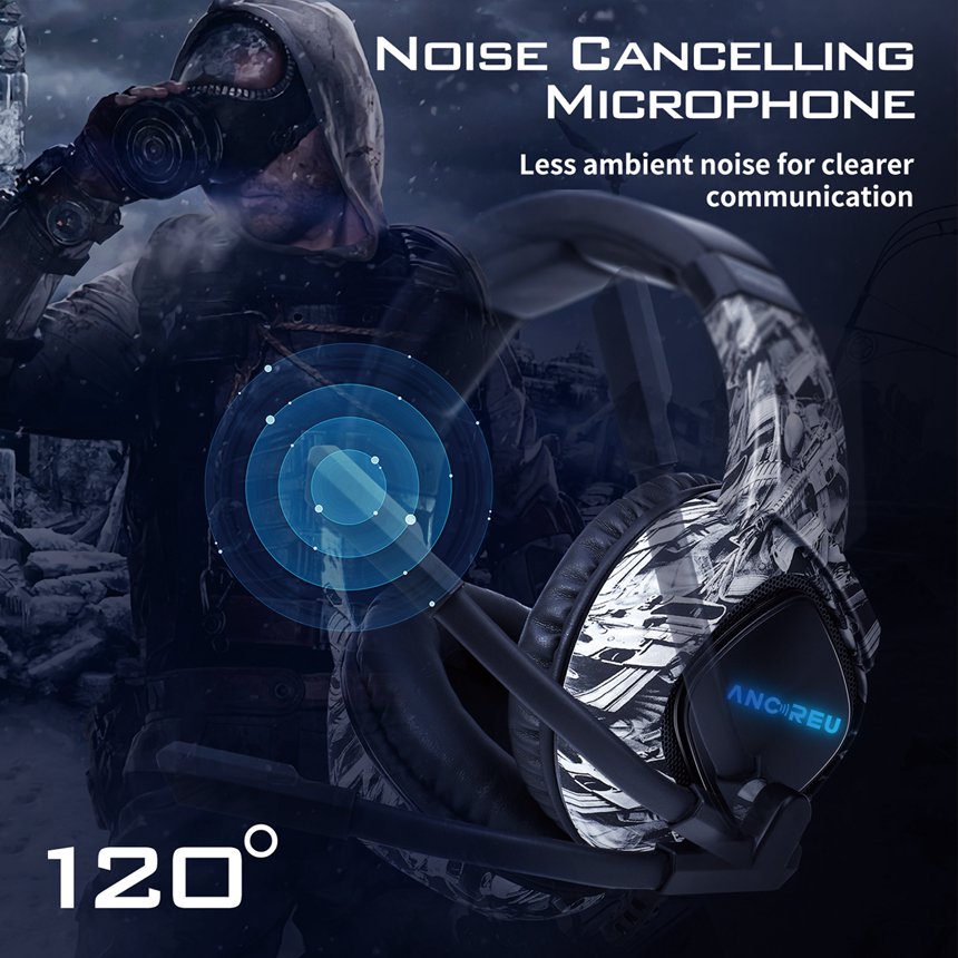 Custom High End Gaming Headphones With Microphone Camouflage Gray