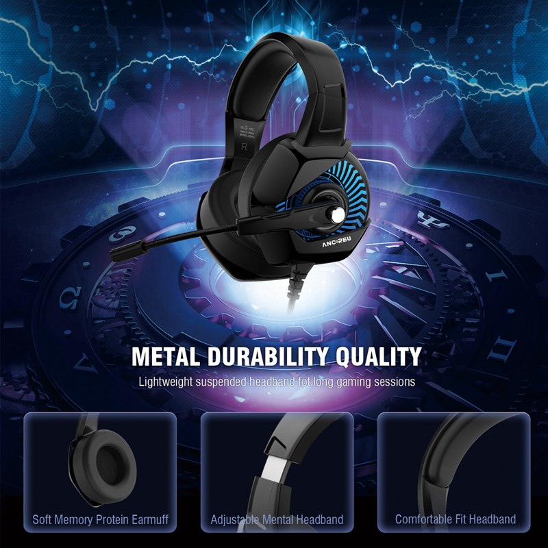 Custom Gaming Wired Headphones With 7 RGB