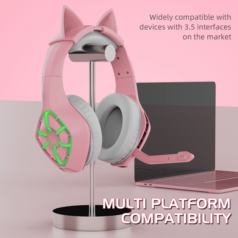 OEM 7-RGB Wired Headphone Gaming Pink with Detachable Ears