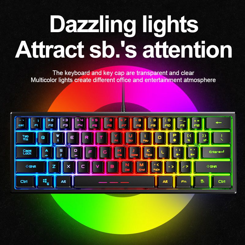 Custom 61 Keys RGB Wired Best Cheap Gaming Keyboard