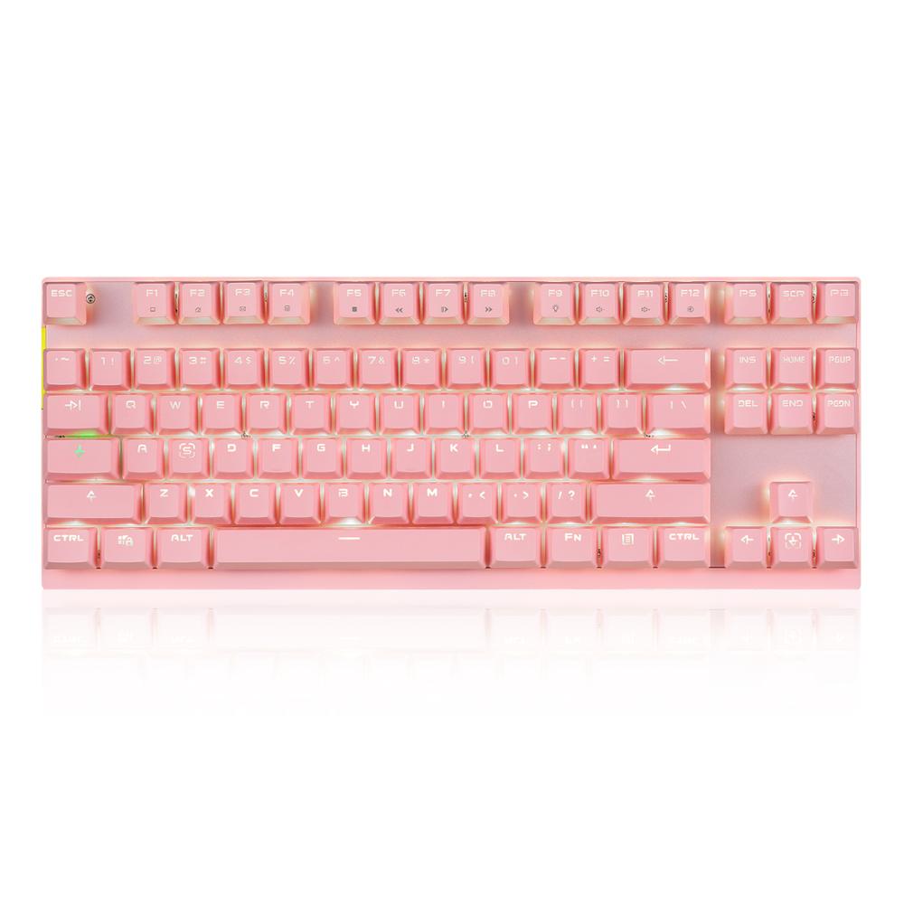 87 Keys Backlit Double Injection Professional RGB Pink Mechanical Keyboard Computer Gaming Keyboard