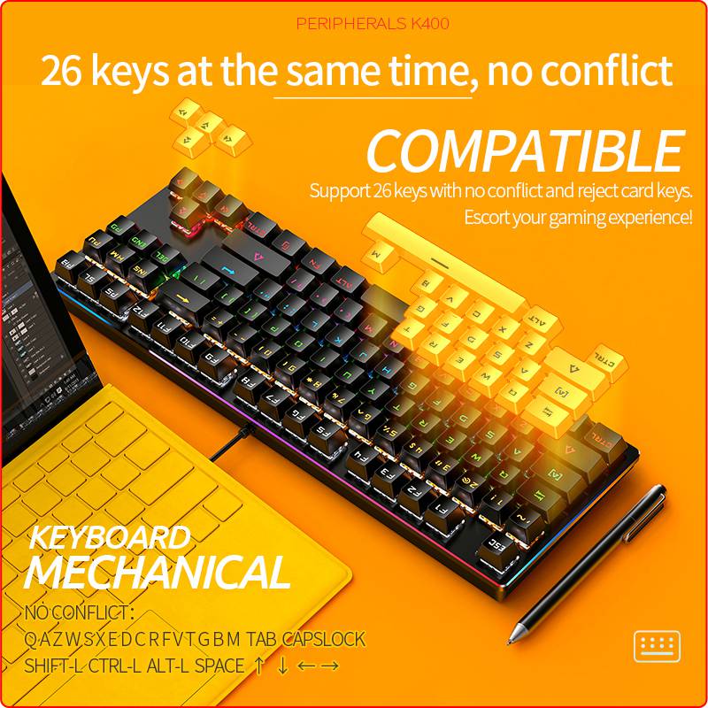 Factory Best Affordable Gaming Keyboard With Double Color Injection Molding Button